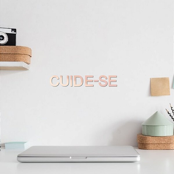 Espelho Decorativo "CUIDE-SE" F1 - Acrílico Espelhado Rosa