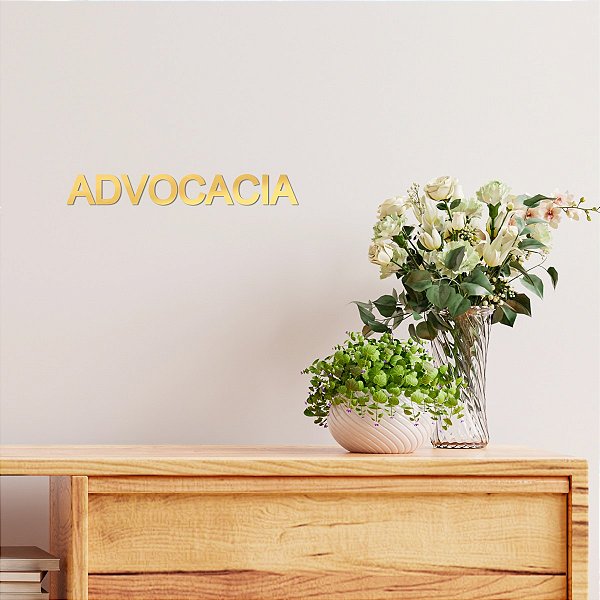 Espelho Decorativo "ADVOCACIA" M - Acrílico Esp. Dourado