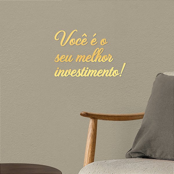 Espelho "Você é seu melhor investimento!" F5 - Acríl Dourado