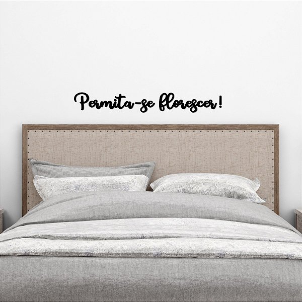 Placa Decorativa "Permita-se florescer!" em Acrílico Preto