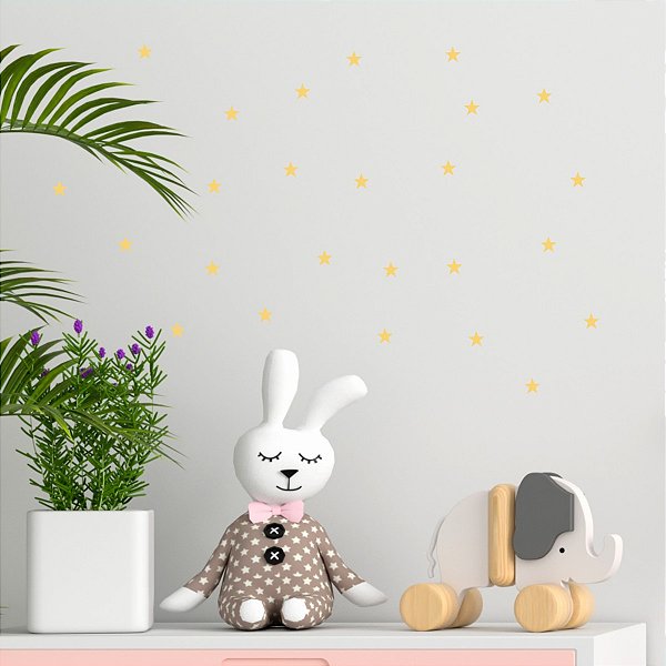 Espelho Decorativo de mini estrelas kt c/ 25pçs - Dourado