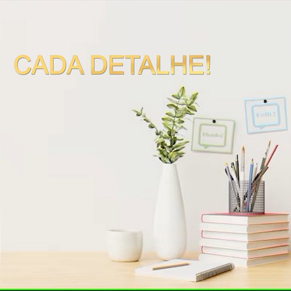 Espelho Decorativo "Cada detalhe!" - Acrílico Dourado