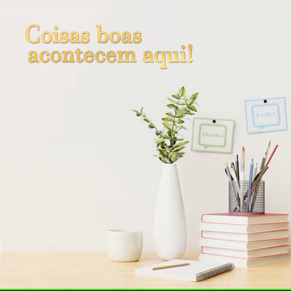 Espelho Decorativo "Coisas boas acontecem aqui!" - Dourado