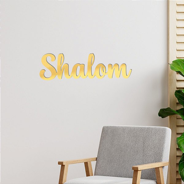 Espelho Decorativo "SHALOM" - Acrílico Espelhado Dourado
