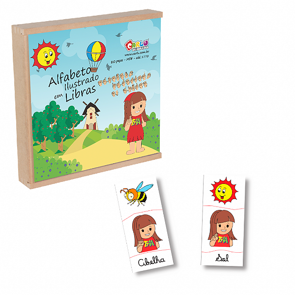 Libras - Alfabeto  Ilustrado - MDF - 80Pecas - Cx. MDF