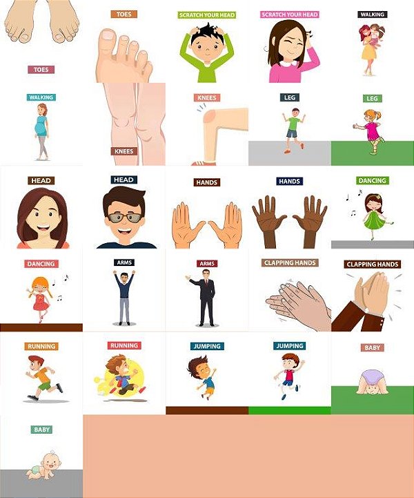 Jogo Memoria Em Ingles Corpo E Acoes - The Body - Jottplay