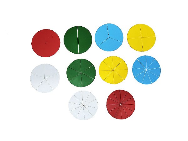 Discos Círculos Frações Mdf 60 Peças Coloridas