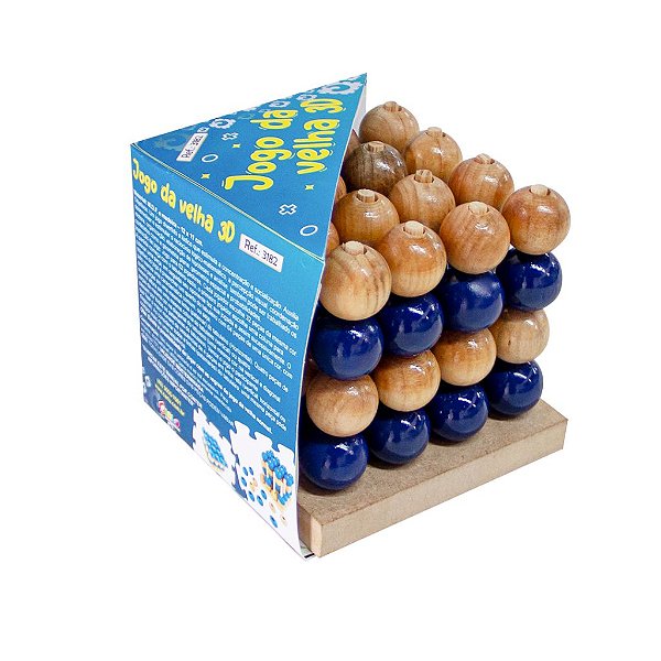 Jogo Da Velha Tridimensional 64 Pecas Raciocinio Mad E Mdf