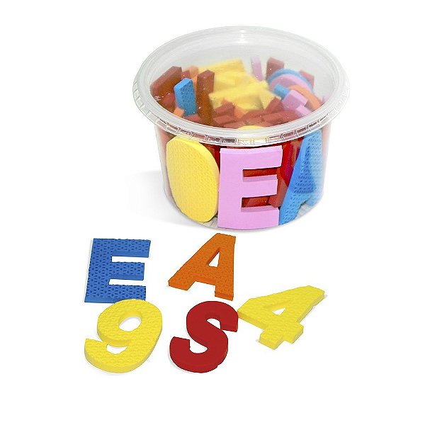 Jogo Educativo Alfabeto Móvel Em E.V.A  Com 46 Peças Emb. Pote