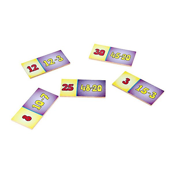 Brinquedo Educativo Dominó Subtracao Em Mdf Com 28 Peças