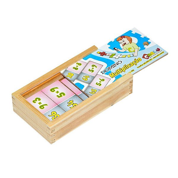 Brinquedo Educativo Dominó Multiplicaçao Em Mdf Com 28 Peças