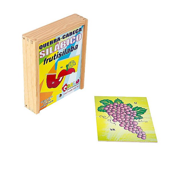 FL - Brinquedo Educativo Quebra Cabeça Silabico Frutisilaba Em Mdf 18 Peças