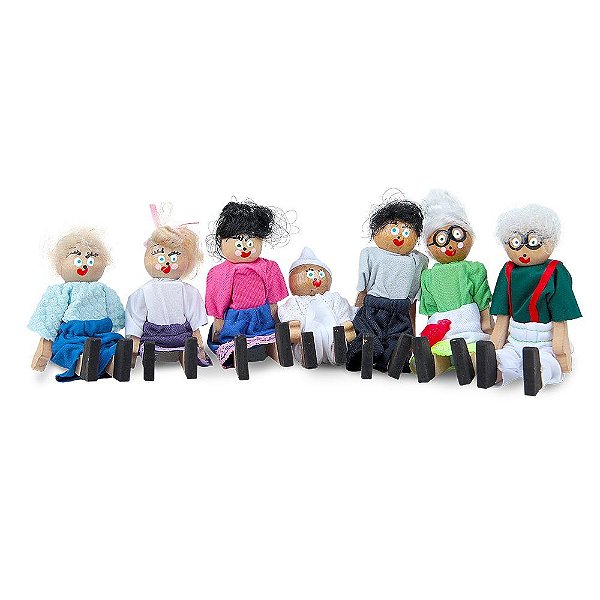 Brinquedo Educativo Familia Terapêutica Branca Em Mdf 7 Personagens