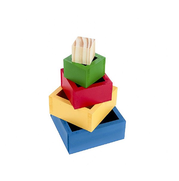 Cubos De Encaixe Caixas Coloridas  Mdf 5 Peças