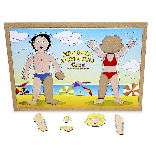 Brinquedo Educativo Esquema Corporal Em Mdf 20 Peças