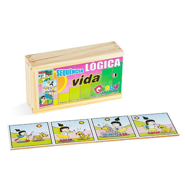 Brinquedo Educativo Sequencia Lógica Vida Em Mdf Com 16 Peças