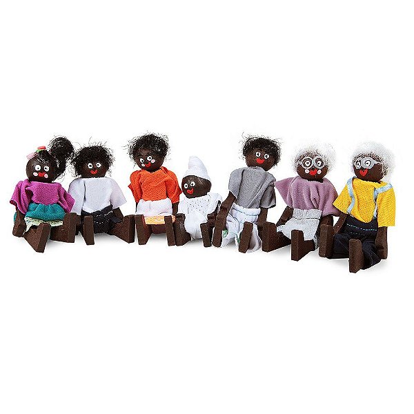 Brinquedo Educativo Familia Terapeutica Negra Mdf 7 Personagens