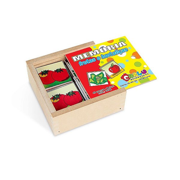 Brinquedo Educativo Memória Frutas E Hortalicas Mdf 40 Peças