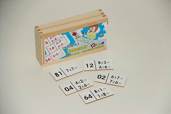 Brinquedo Educativo Dominó Tabuada Em Mdf Com 28 Peças - CARLU