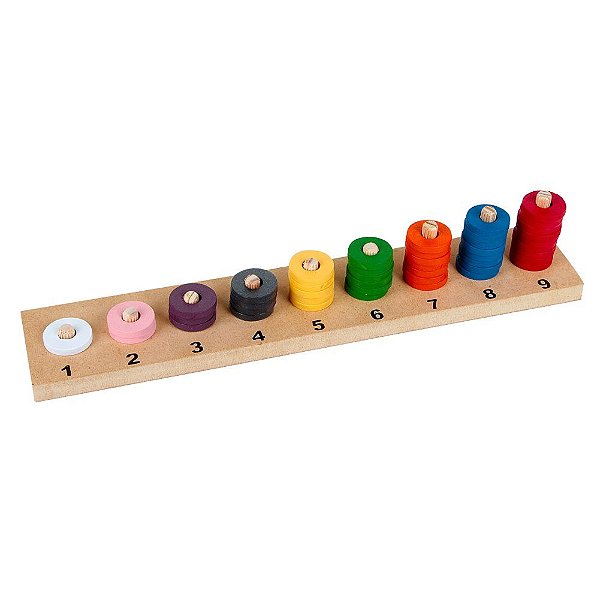 Brinquedo Educativo Sequençia De Unidades 45 Argolas De Mdf