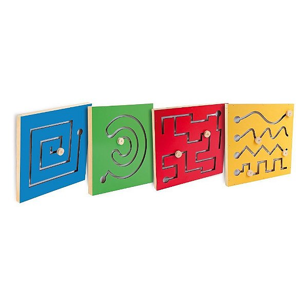 Brinquedo Educativo Paineis Psicomotores Kit Com 4 Unidades Mdf - Carlu