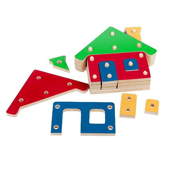 Brinquedo Educativo Troque E Encaixe As Cores Casa Em Mdf 20 Peças