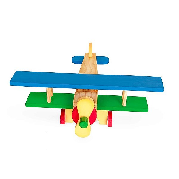 Brinquedo Educativo Aviao De Madeira Colorido