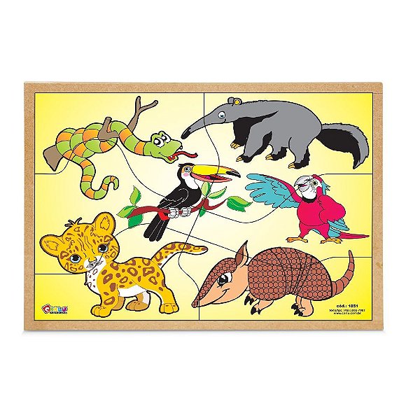Brinquedo Educativo Quebra Cabeça Animais Da Fauna Brasileira Base Mdf