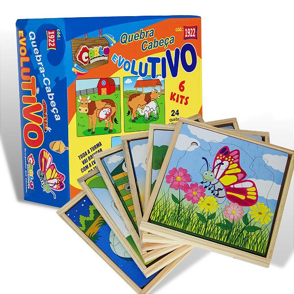 Brinquedo Educativo Quebra Cabeça Evolutivo Kit 6 Jogos - Carlu
