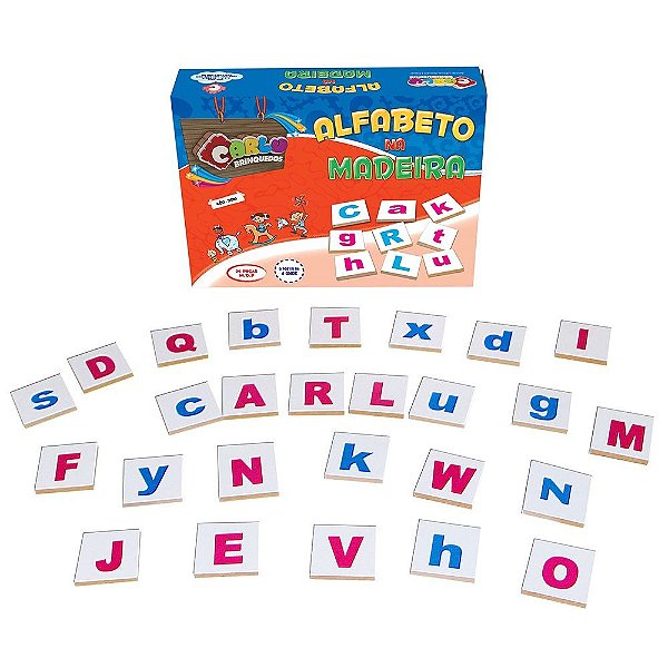 Jogo Educativo Alfabeto Na Madeira Mdf Com 26 Peças