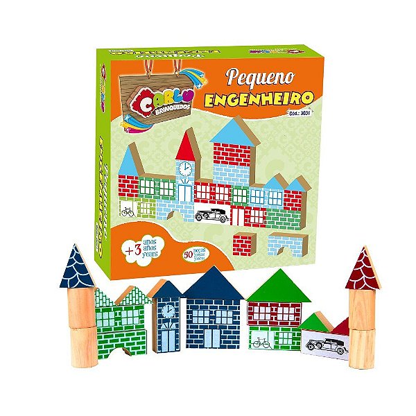 Brinquedo Educativo Pequeno Engenheiro Em Mdf Com 50 Peças . - Carlu