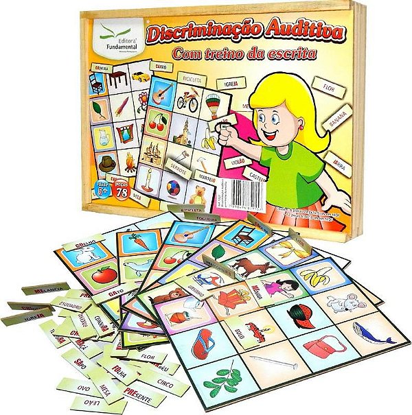 Brinquedo Educativo Discriminaçao Auditiva Com Treino Da Escrita Com 78 Peças