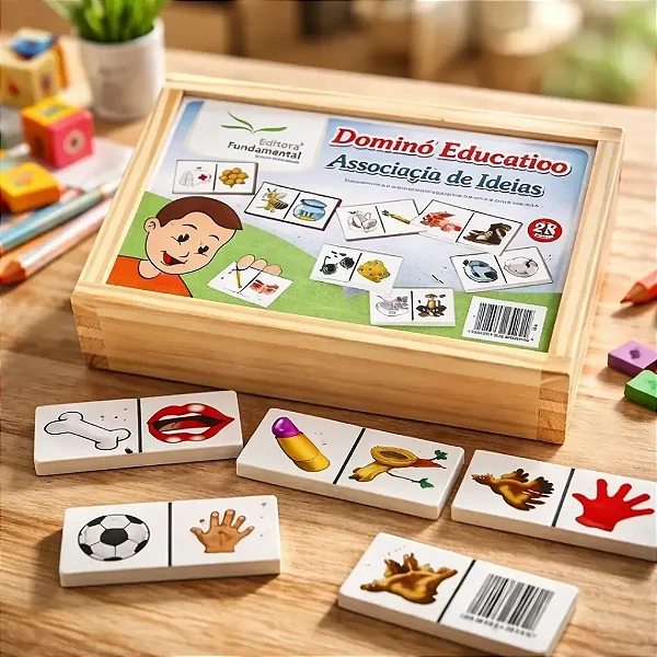 Brinquedo Educativo Dominó Associaçao De Ideias Jogo Com 28 Peças - Fundamental