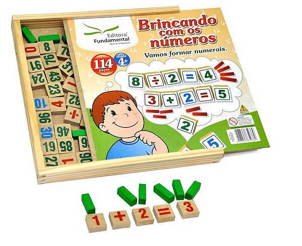 Brinquedo Educativo Brincando Com Os Numeros 114 Peças Em Madeira