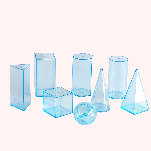 Kit de 8 Sólidos Geométricos em Acrílico Transparente