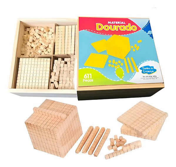 Brinquedo Educativo Pedagógico Material Dourado 611 Peças