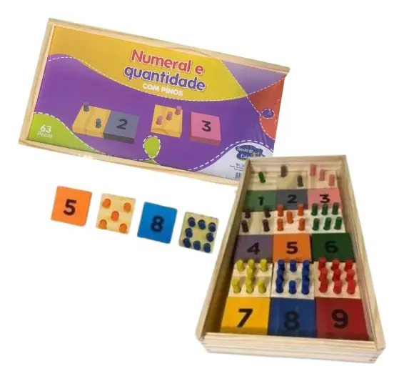 Jogo Numerais E Quantidades Com Pinos Madeira Educativos