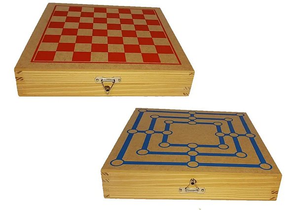Conjunto Jogos 2x1 Dama Jogo De Trilha 42 Peças