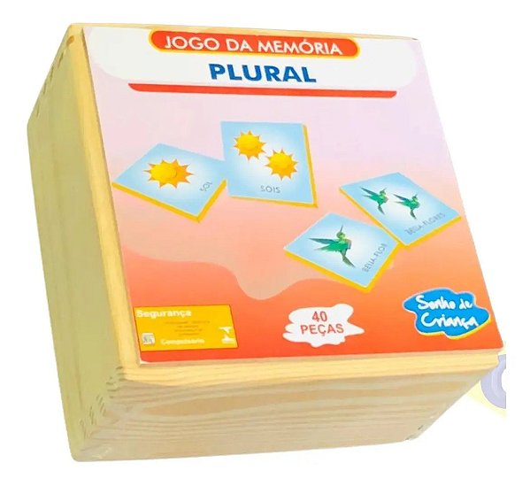 Brinquedos Educativo Jogo Da Memória Plural E Singular 40pçs