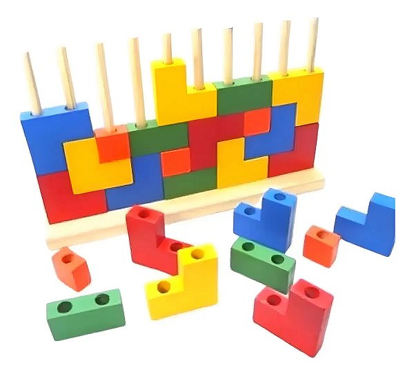 Blocos De Encaixes Vertical Tetris Raciocínio Educativo 25pç