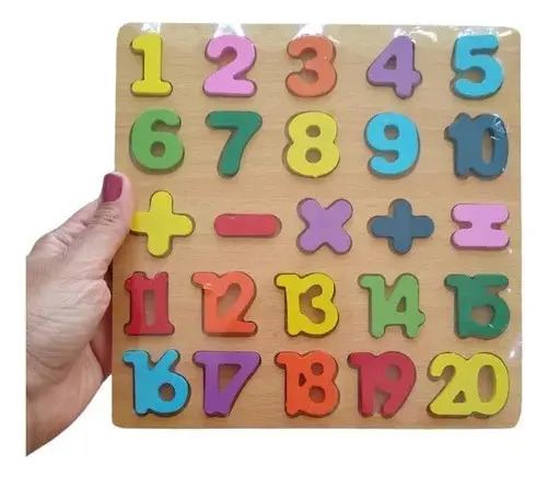 Tabuleiro De Madeira Educativo Com Formas Números E Sinais