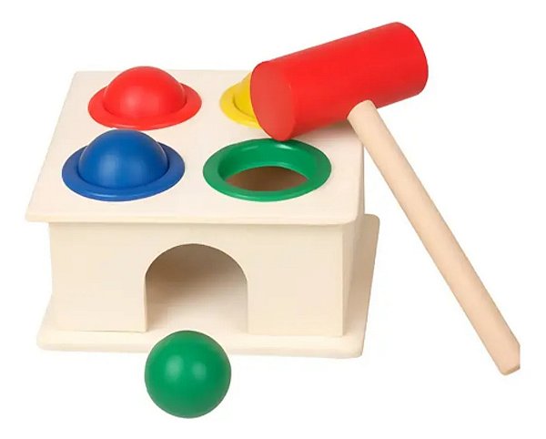 Brinquedo Educativo Madeira Bate Bolinha Sensorial Montesori