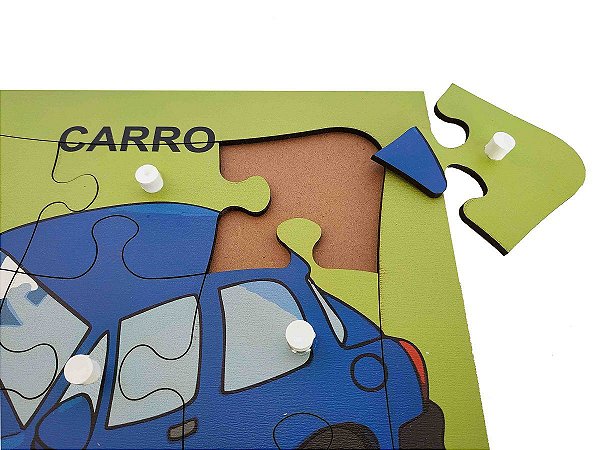 Brinquedo Educativo Quebra Cabeça Com Pinos Carro 9 Peças