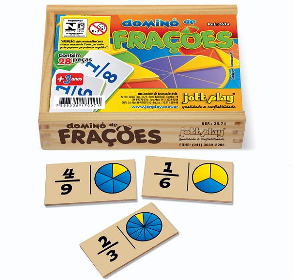 Brinquedo Educativo Dominó De Frações 28 Peças