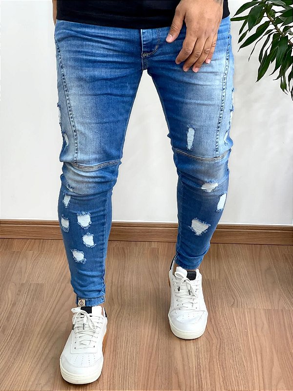 Calça Jeans Super Skinny Costura No Joelho - Codi Jeans