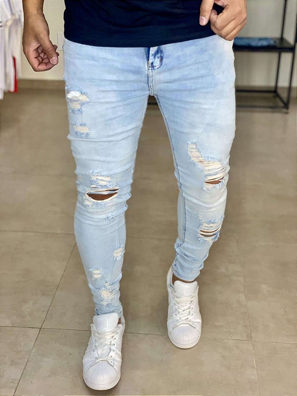 Calça Jeans Super Skinny Destroyed 410 - Colin Denim