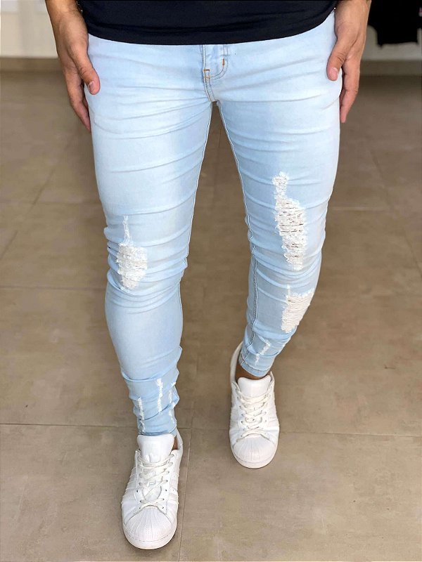 Calça Jeans Super Skinny Lavagem Clara - Degrant