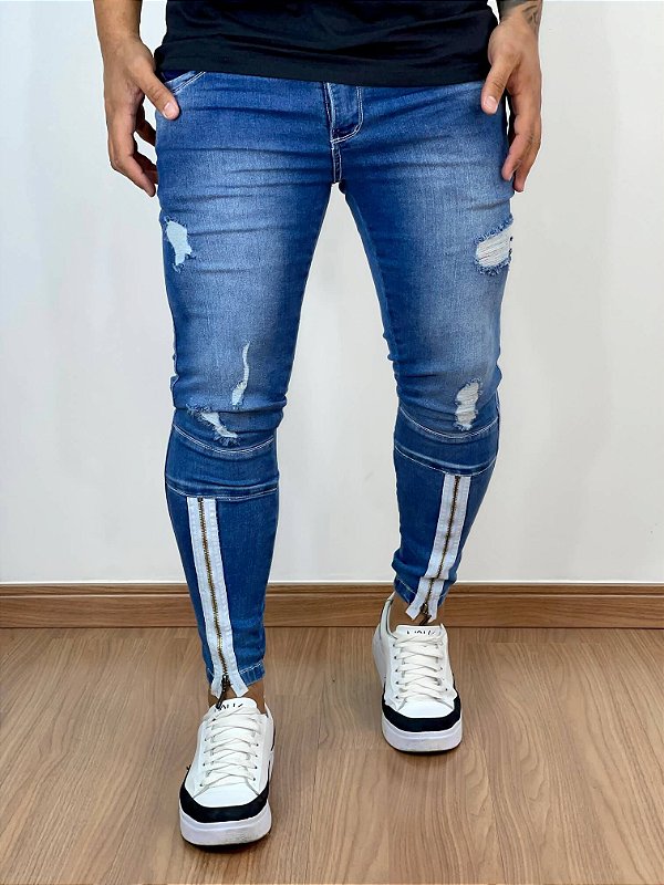 Calça Jeans Super Skinny Zíper Barra - Codi Jeans