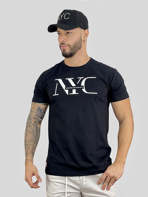 Camiseta Confort Preta Iniciais NYC #