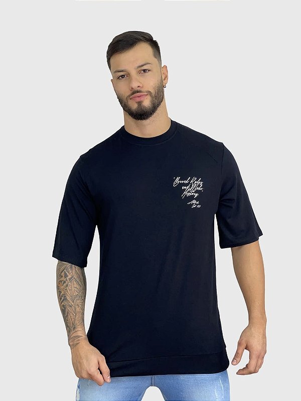 Camiseta Preta Oversized Concept Premium - All Tribe